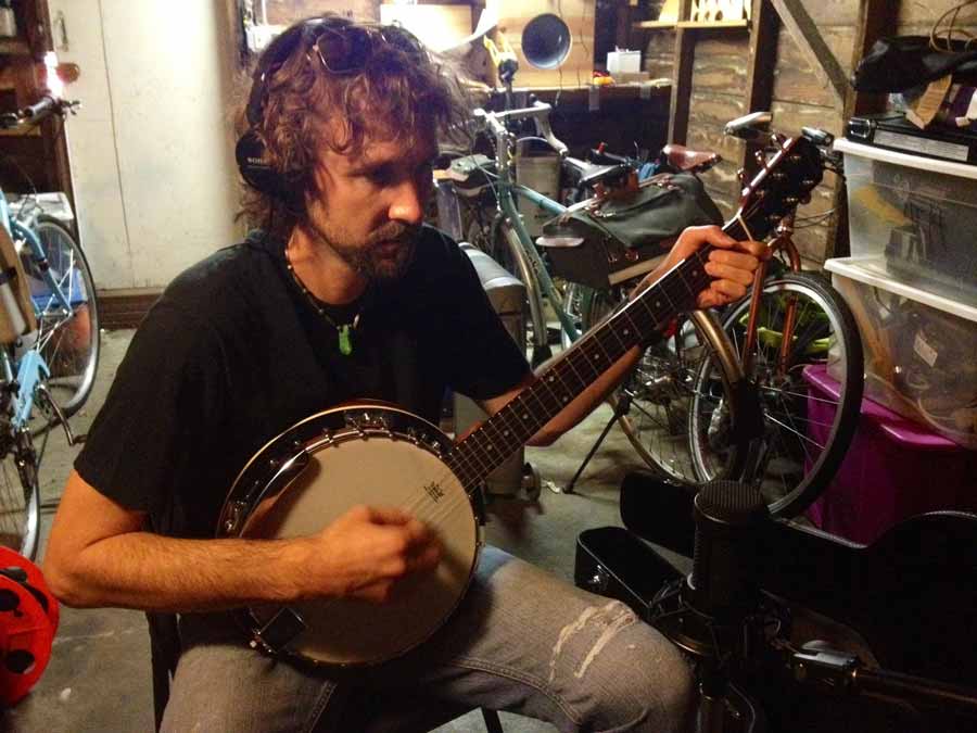 Nate playing banjo